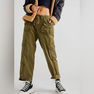 Free People Boho Utility Olive Cargo Pants | Drawstring Waist